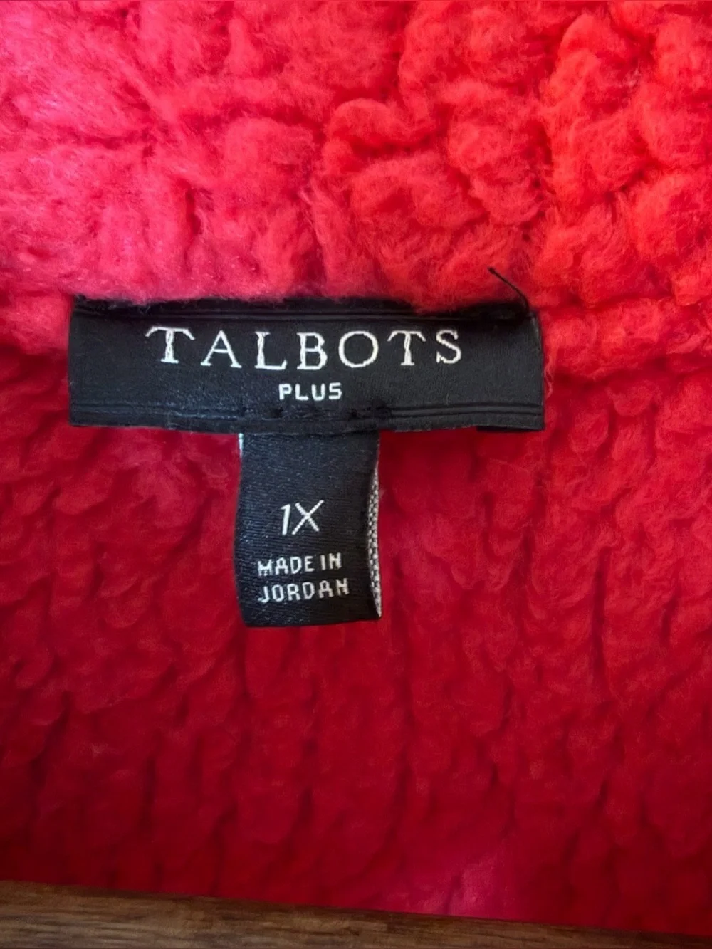 Talbots Cozy Red Sherpa Zip Jacket 1X